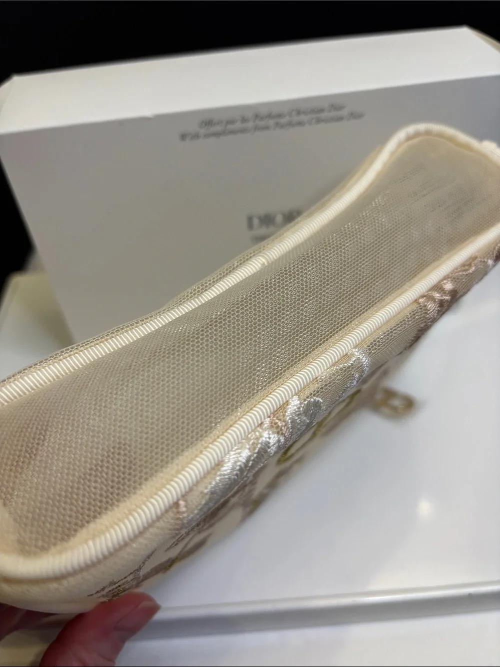 Parfums Christian Dior Embroidered Floral Cosmetic Pouch